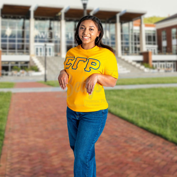 Sigma Gamma Rho ΣΓΡ Double Stitched Appliqué Embroidered Greek Letter Line T-Shirt-Betty's Promos Plus Greek Paraphernalia