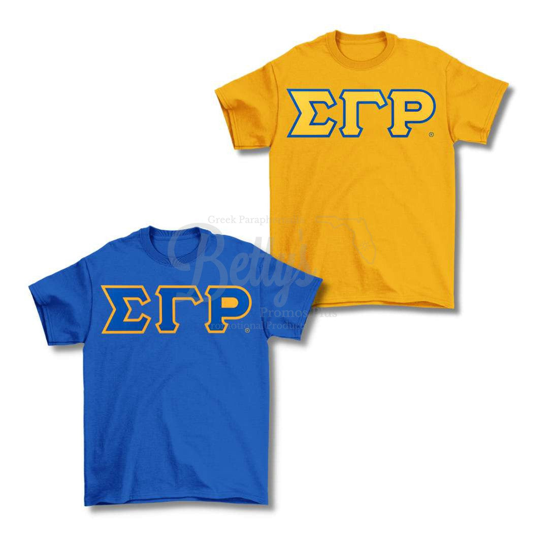 Sigma Gamma Rho ΣΓΡ Double Stitched Appliqué Embroidered Greek Letter Line T-Shirt-Betty's Promos Plus Greek Paraphernalia