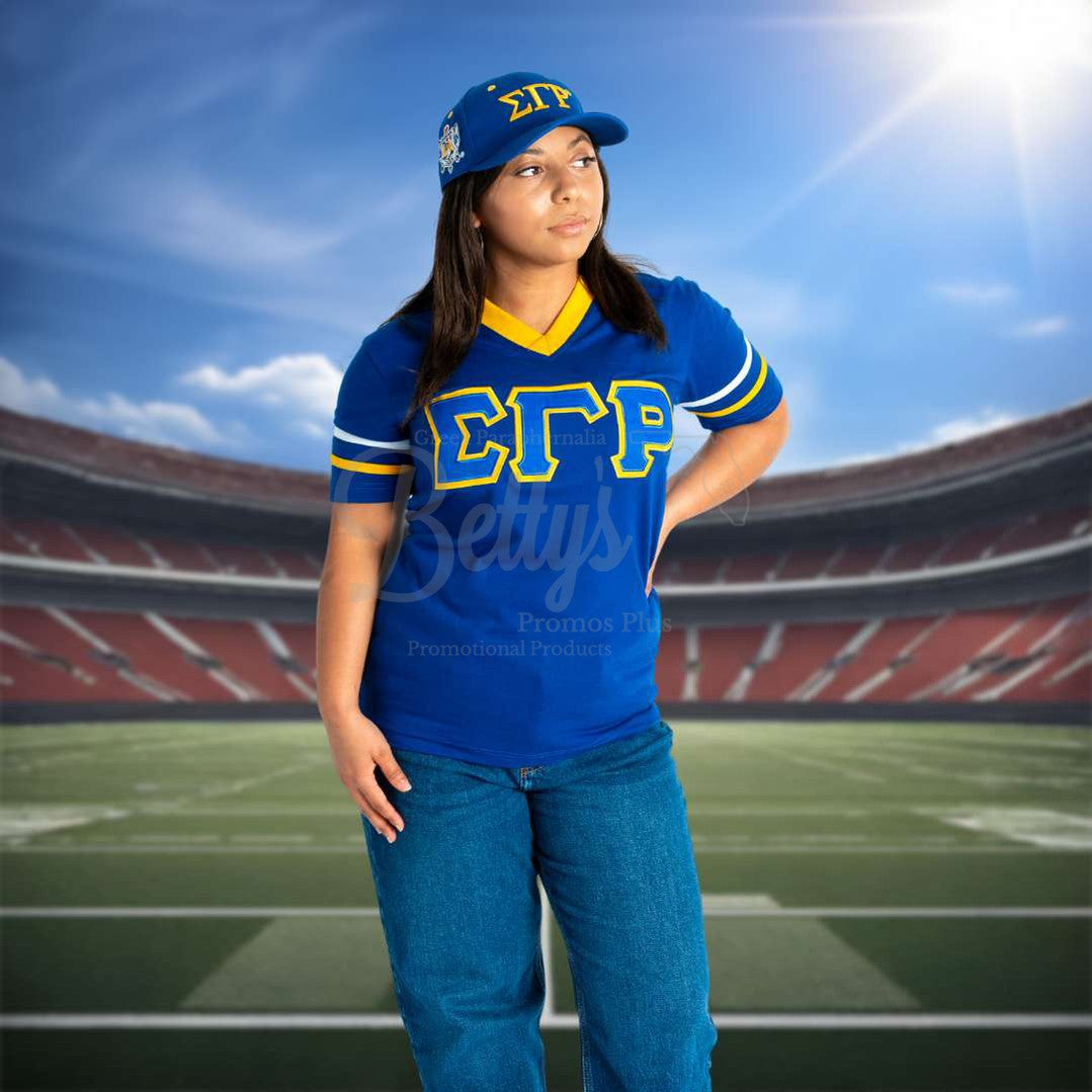 Sigma Gamma Rho ΣΓΡ Double Stitched Appliqué Embroidered Jersey T-Shirt-Betty's Promos Plus Greek Paraphernalia