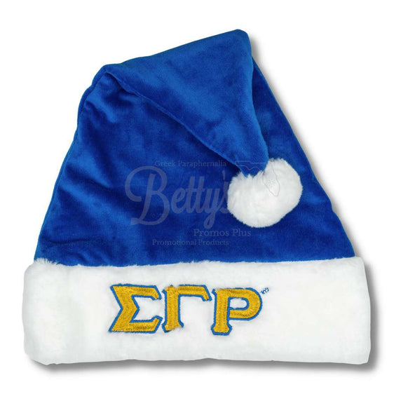 Sigma Gamma Rho ΣΓΡ Embroidered Greek Letters Deluxe Santa HatBlue-Standard - 25