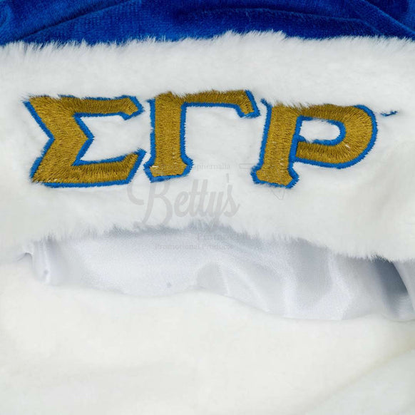 Sigma Gamma Rho ΣΓΡ Embroidered Greek Letters Deluxe Santa HatBlue-Betty's Promos Plus Greek Paraphernalia