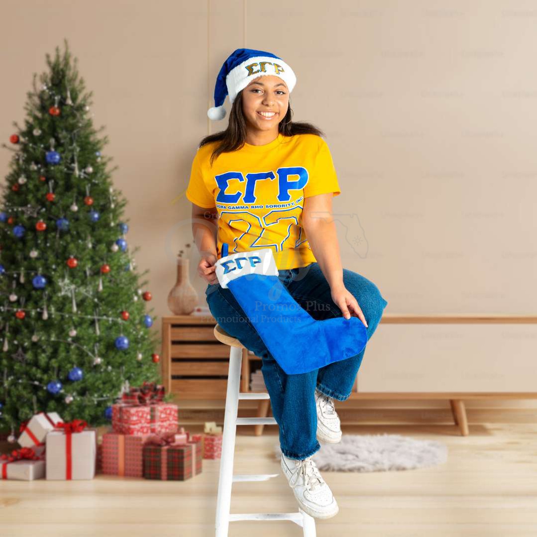 Sigma Gamma Rho ΣΓΡ Embroidered Greek Letters Deluxe Santa Hat-Betty's Promos Plus Greek Paraphernalia