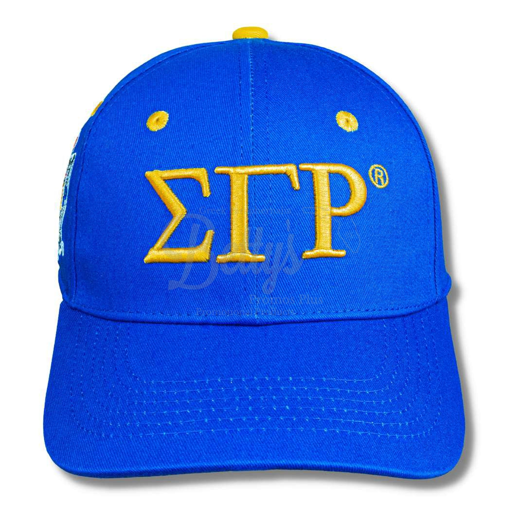 Sigma Gamma Rho ΣΓΡ Embroidered Shield Baseball CapBlue-Betty's Promos Plus Greek Paraphernalia