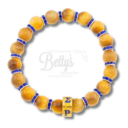 Sigma Gamma Rho ΣΓΡ Gold Marbled Beaded Bracelet with Rhinestone SpacersGold-Betty's Promos Plus Greek Paraphernalia