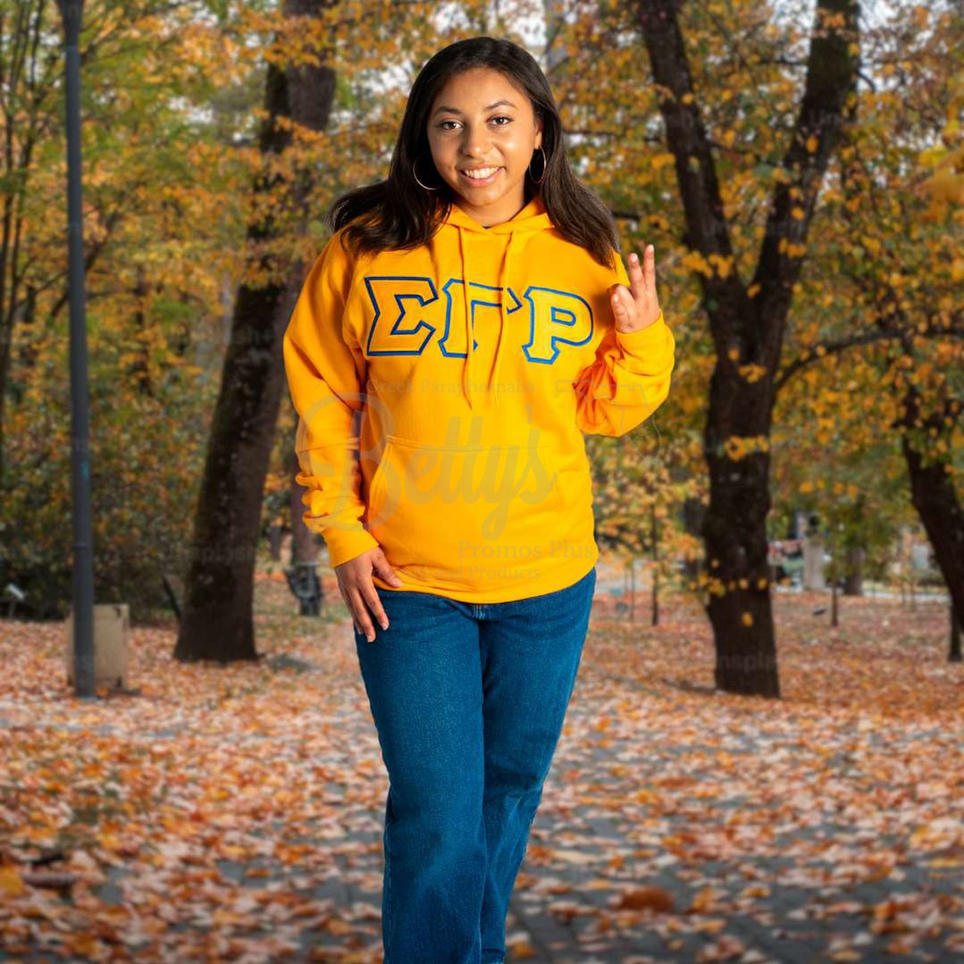 Sigma Gamma Rho ΣΓΡ Greek Letter Double-Stitched Embroidered Hoodie-Betty's Promos Plus Greek Paraphernalia