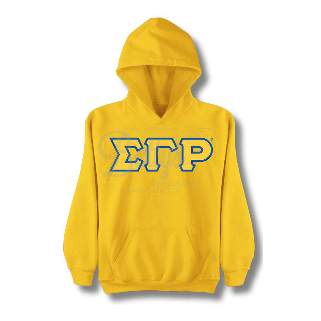 Sigma Gamma Rho ΣΓΡ Greek Letter Double-Stitched Embroidered HoodieGold-Small-Betty's Promos Plus Greek Paraphernalia