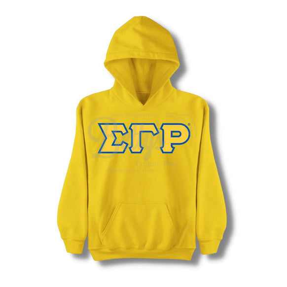 Sigma Gamma Rho ΣΓΡ Greek Letter Double-Stitched Embroidered HoodieGold-Small-Betty's Promos Plus Greek Paraphernalia