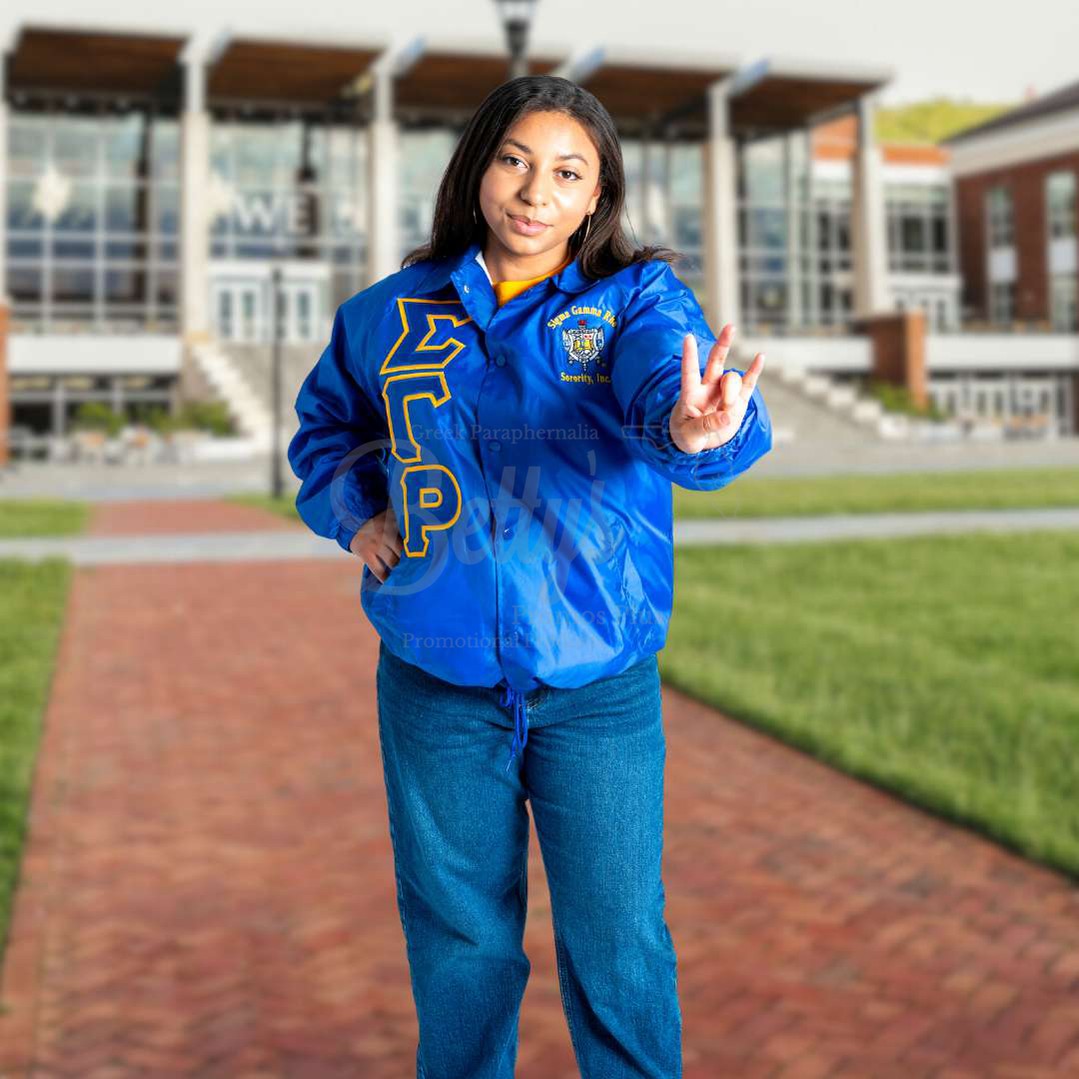 Sigma Gamma Rho ΣΓΡ Greek Letter Double-Stitched Embroidered Windbreaker Greek Line Jacket-Betty's Promos Plus Greek Paraphernalia