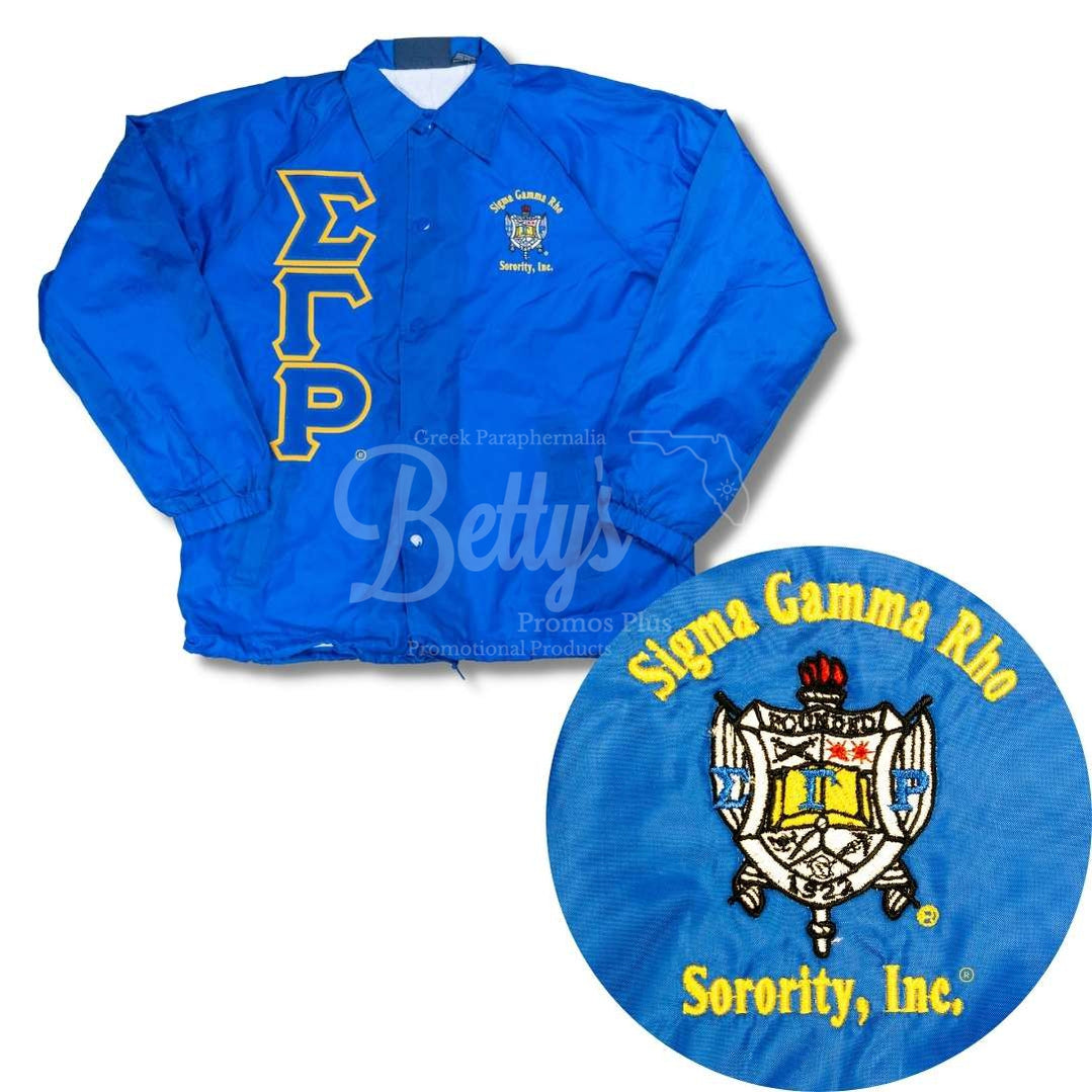 Sigma Gamma Rho ΣΓΡ Greek Letter Double-Stitched Embroidered Windbreaker Greek Line JacketBlue-Small-Betty's Promos Plus Greek Paraphernalia