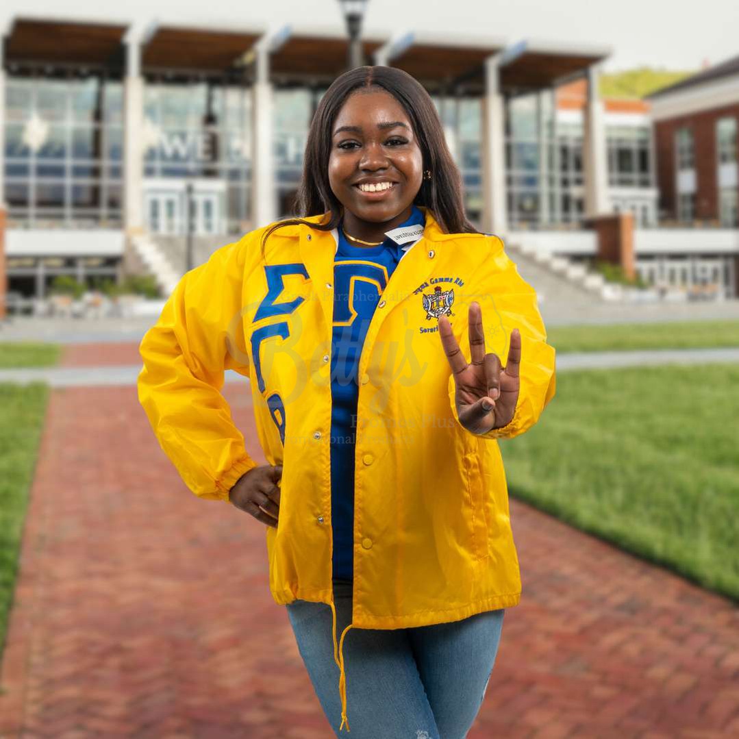 Sigma Gamma Rho ΣΓΡ Greek Letter Double-Stitched Embroidered Windbreaker Greek Line Jacket-Betty's Promos Plus Greek Paraphernalia