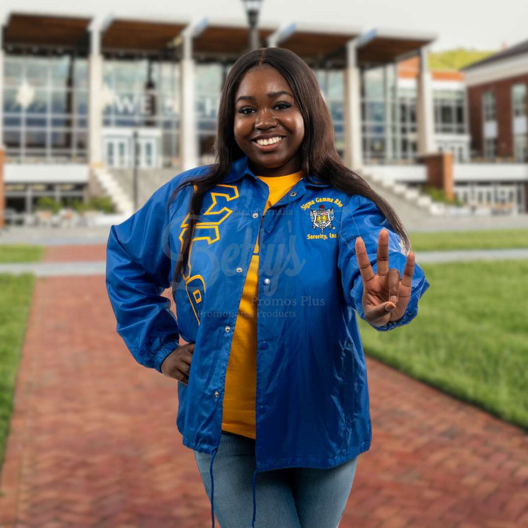 Sigma Gamma Rho ΣΓΡ Greek Letter Double-Stitched Embroidered Windbreaker Greek Line Jacket-Betty's Promos Plus Greek Paraphernalia