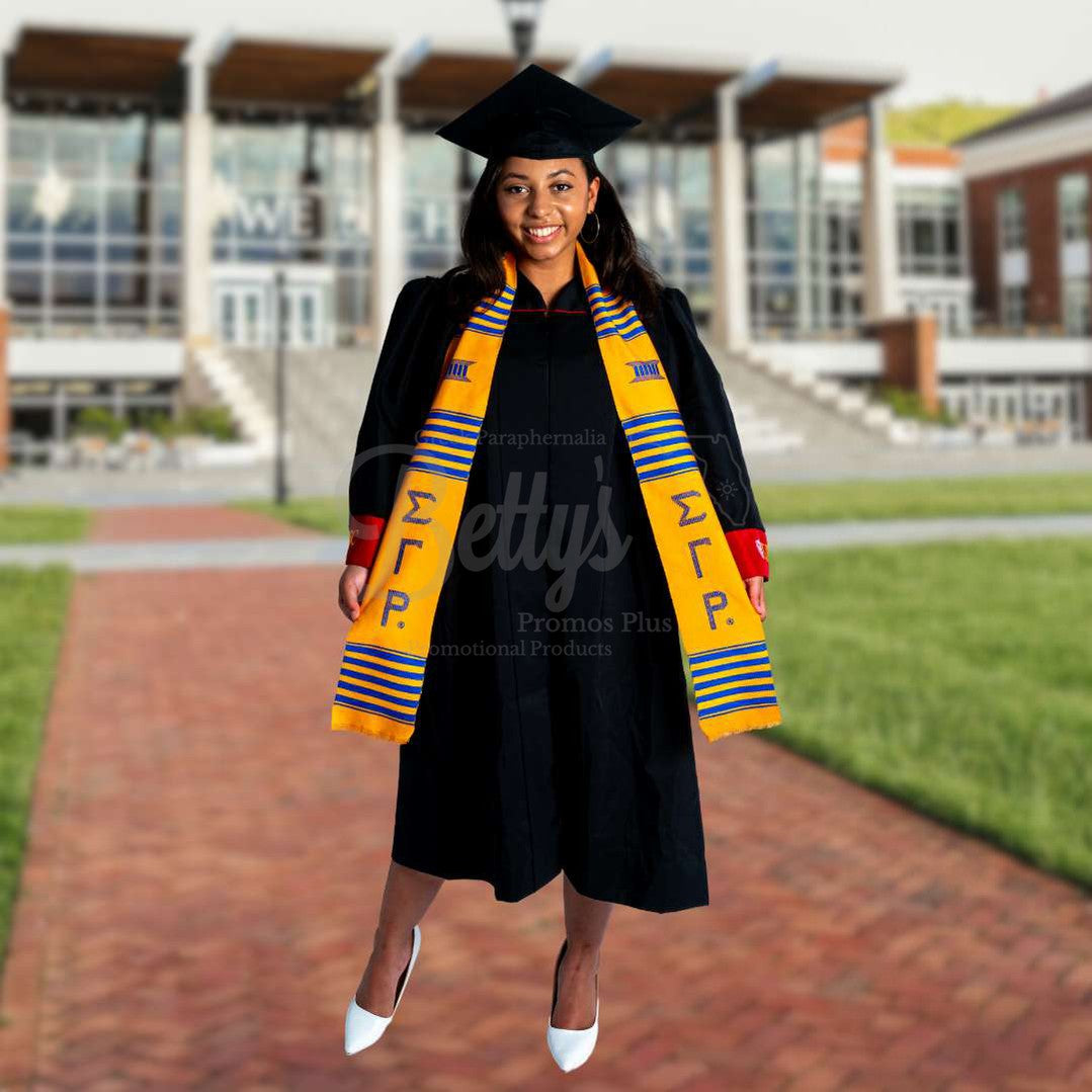 Sigma Gamma Rho ΣΓΡ Greek Letters Kente Cloth Graduation Stole-Betty's Promos Plus Greek Paraphernalia