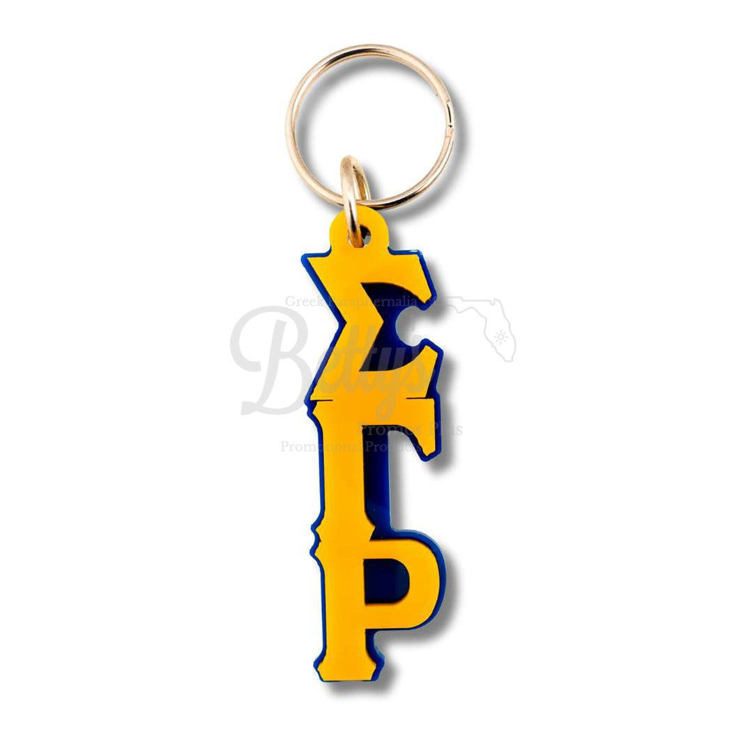 Sigma Gamma Rho ΣΓΡ Greek Letters Vertical Acrylic KeychainGold-Large-Betty's Promos Plus Greek Paraphernalia