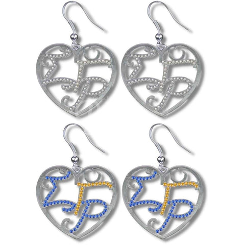 Sigma Gamma Rho ΣΓΡ Heart Shaped Rhinestone Earrings-Betty's Promos Plus Greek Paraphernalia