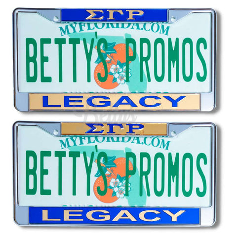 Sigma Gamma Rho ΣΓΡ Legacy Metal Auto Tag Frame Car License Plate Frame-Betty's Promos Plus Greek Paraphernalia
