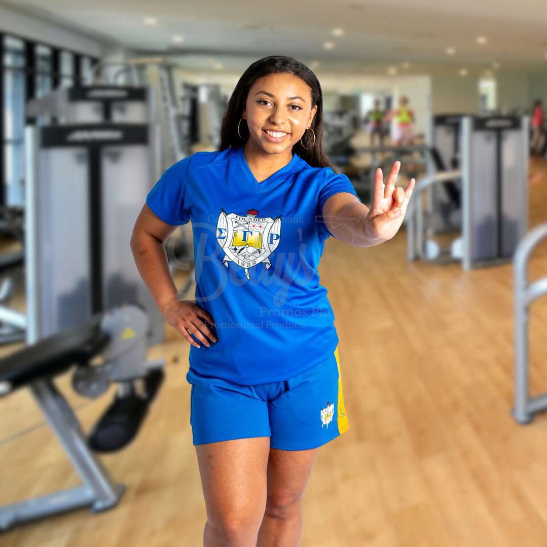 Sigma Gamma Rho ΣΓΡ Shield Performance Moisture Wicking Screen Printed Workout T-Shirt-Betty's Promos Plus Greek Paraphernalia