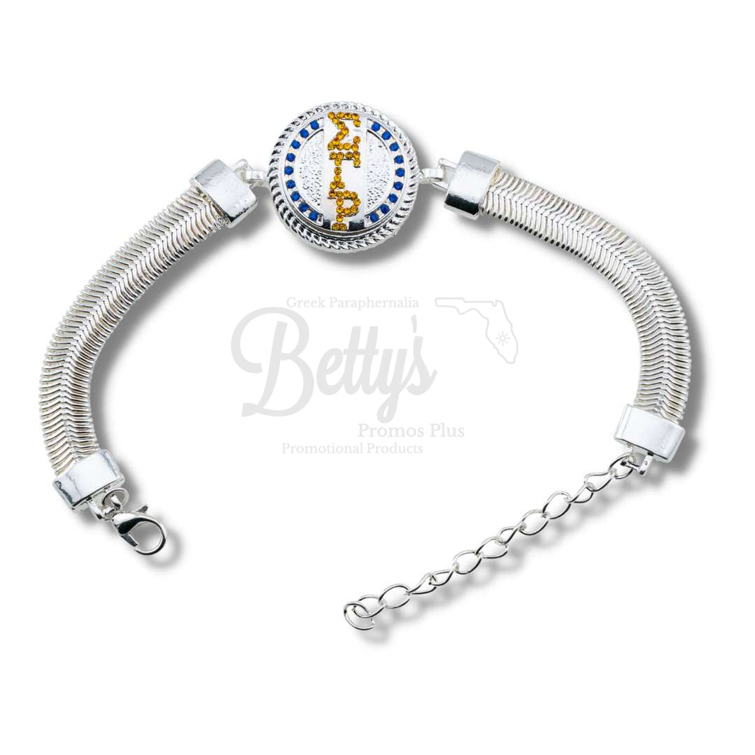 Sigma Gamma Rho ΣΓΡ Snap Button Bracelet Jewelry with Interchangeable SnapsSilver-Single Bracelet-Vertical ΣΓΡ Letters-Betty's Promos Plus Greek Paraphernalia