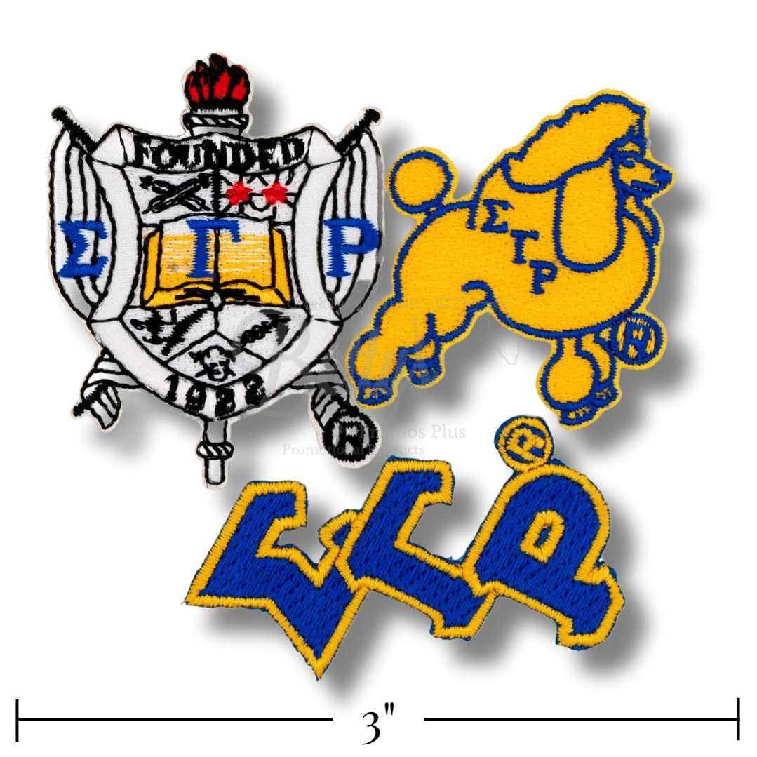 Sigma Gamma Rho ΣΓΡ Stick-On Embroidered Patch Set of 3 PatchesPack #1-Betty's Promos Plus Greek Paraphernalia