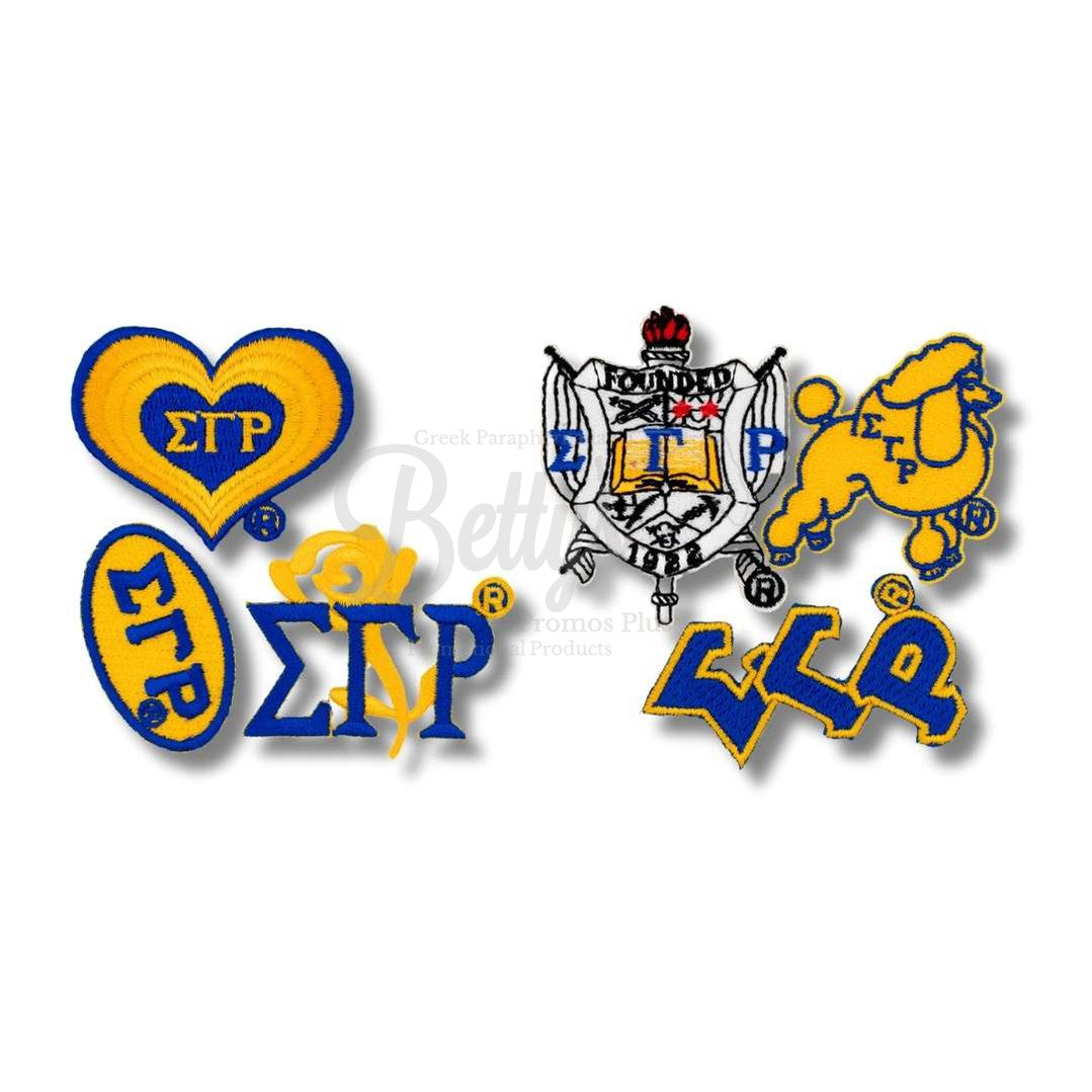 Sigma Gamma Rho ΣΓΡ Stick-On Embroidered Patch Set of 3 Patches-Betty's Promos Plus Greek Paraphernalia