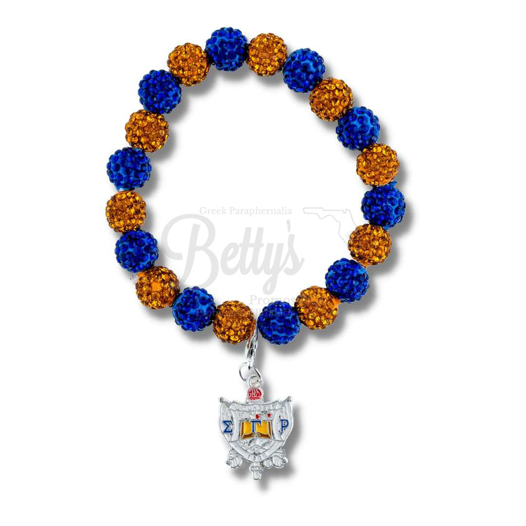 Sigma Gamma Rho ΣΓΡ Stone Bead Bracelet with ShieldBlue-Betty's Promos Plus Greek Paraphernalia