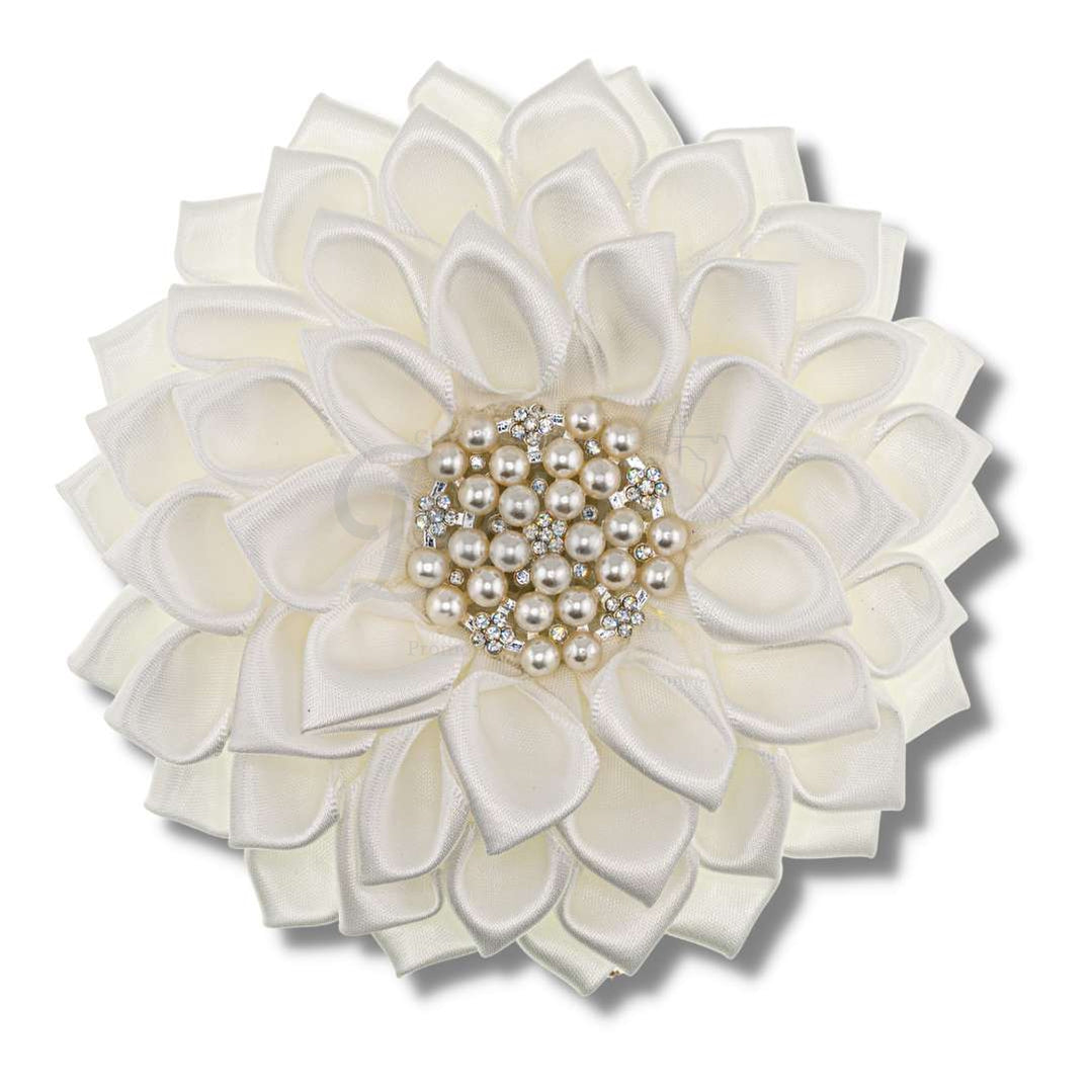 Uninterrupted White Silk Flower BroochWhite-Betty's Promos Plus Greek Paraphernalia
