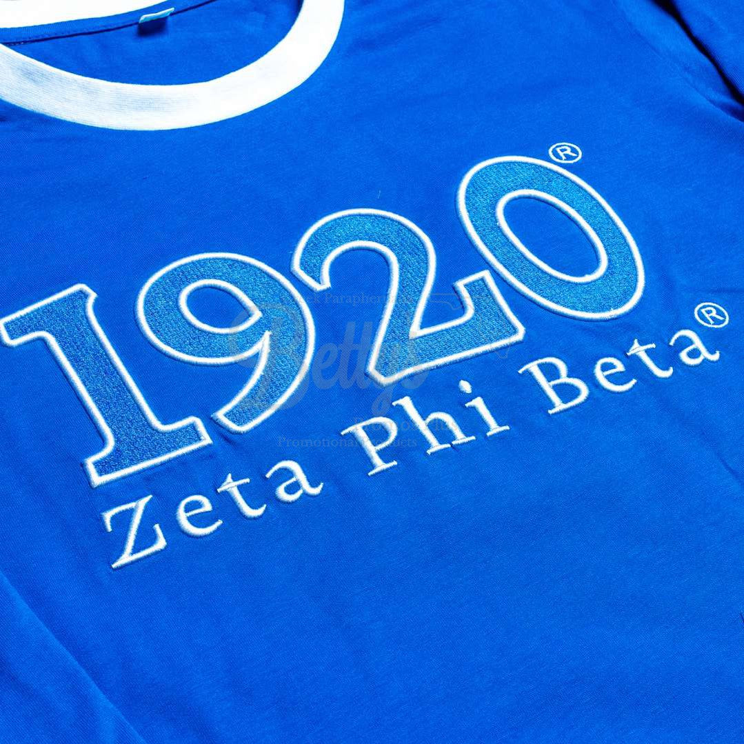 Zeta Phi Beta ΖΦΒ 1920 Embroidered Long Sleeve T-Shirt-Betty's Promos Plus Greek Paraphernalia