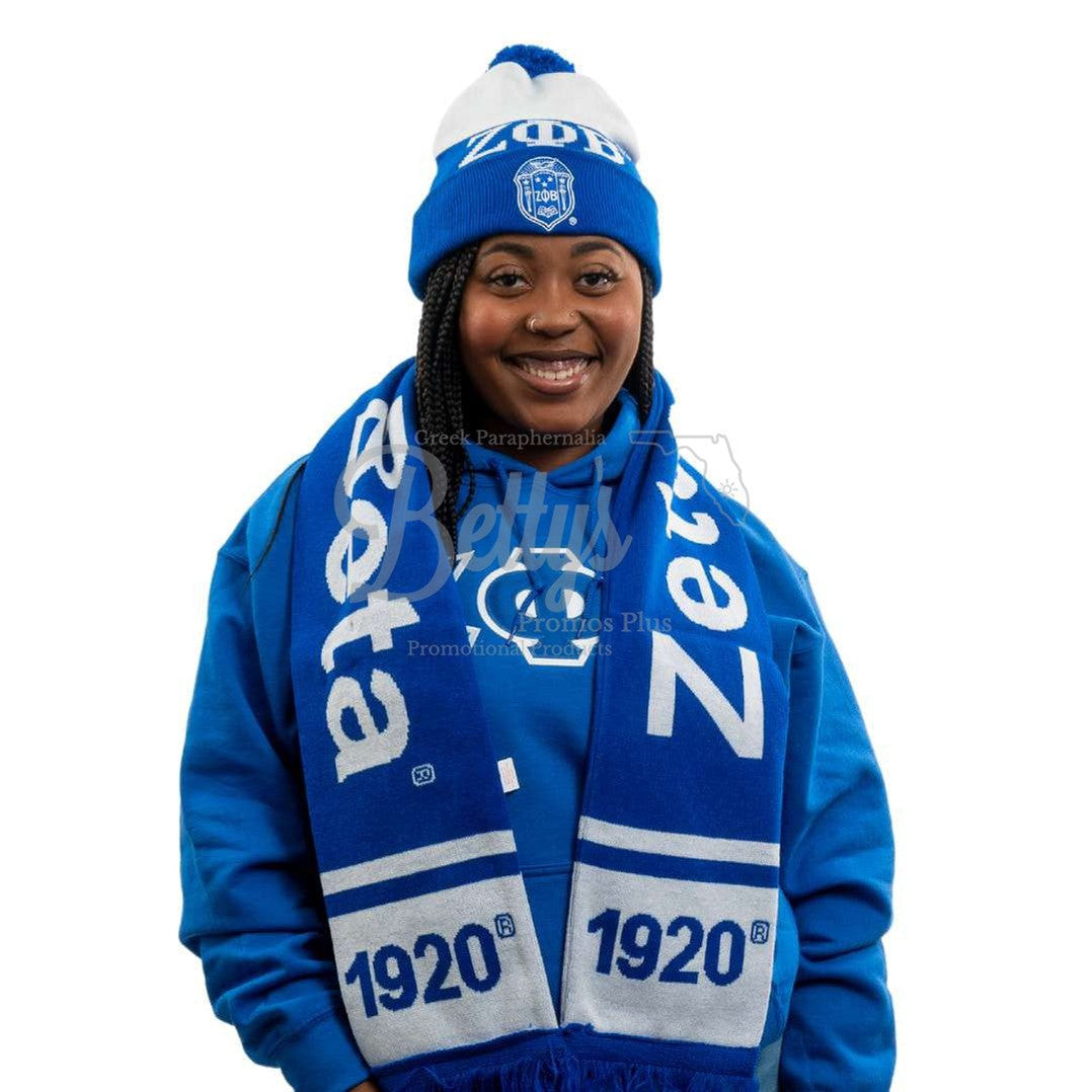 Zeta Phi Beta ΖΦΒ 1920 Embroidered Shield Knit Crest BeanieBlue-Betty's Promos Plus Greek Paraphernalia