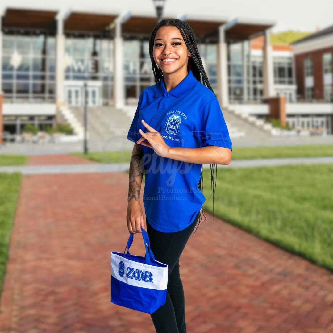 Zeta Phi Beta ΖΦΒ 2-Tone Insulated Lunch Bag with HandleBlue-Betty's Promos Plus Greek Paraphernalia