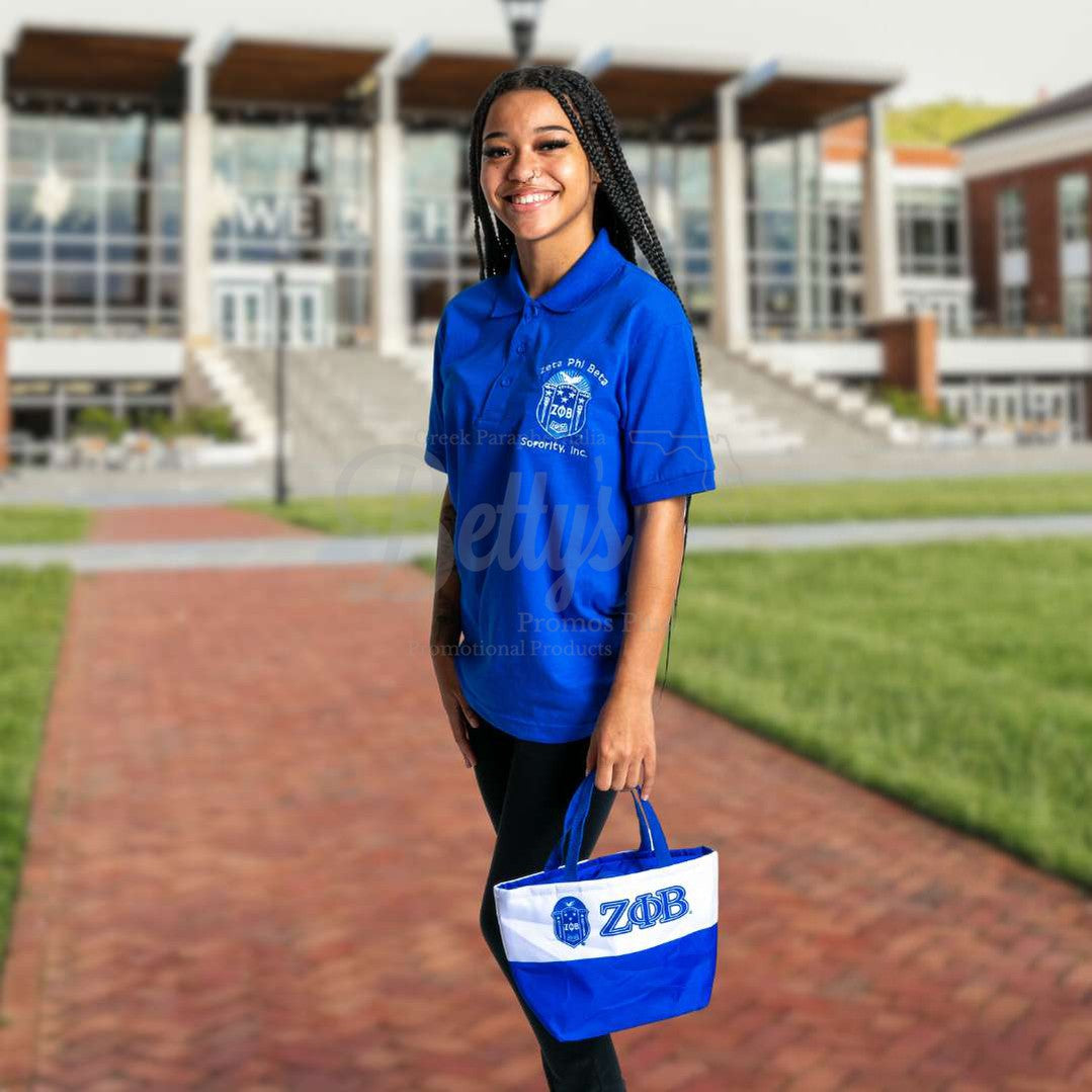 Zeta Phi Beta ΖΦΒ 2-Tone Insulated Lunch Bag with HandleBlue-Betty's Promos Plus Greek Paraphernalia