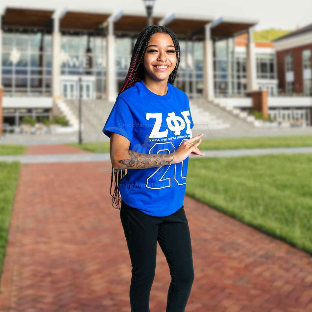 Zeta Phi Beta ΖΦΒ 20 Screen Printed T-Shirt-Betty's Promos Plus Greek Paraphernalia