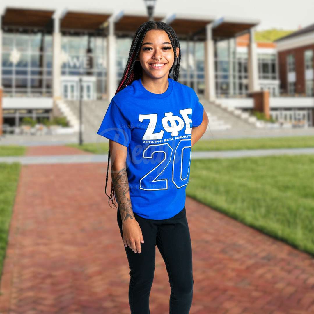 Zeta Phi Beta ΖΦΒ 20 Screen Printed T-Shirt-Betty's Promos Plus Greek Paraphernalia