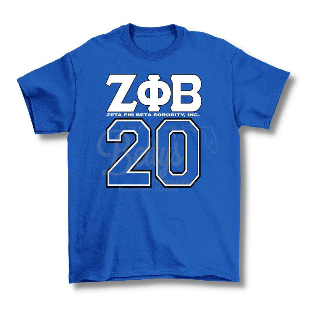 Zeta Phi Beta ΖΦΒ 20 Screen Printed T-ShirtBlue-Small-Betty's Promos Plus Greek Paraphernalia