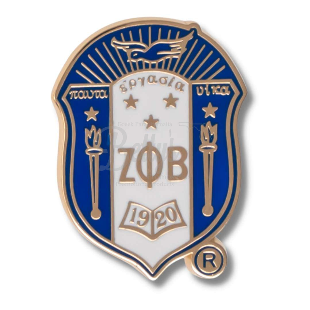 Zeta Phi Beta ΖΦΒ 3D Color Shield Greek Sorority Lapel PinBlue-Betty's Promos Plus Greek Paraphernalia