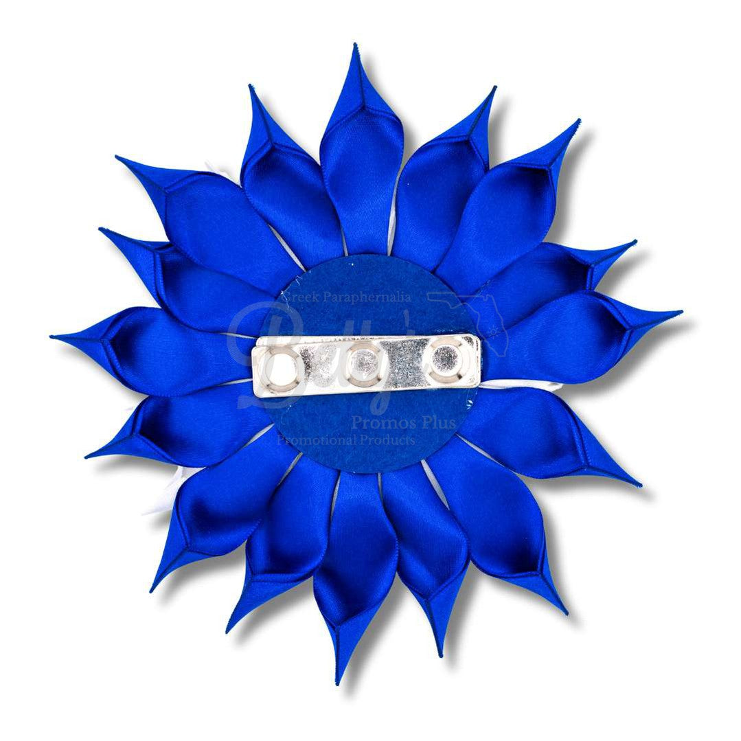 Zeta Phi Beta ΖΦΒ Blue Gemstones Silk Flower BroochLarge - 6