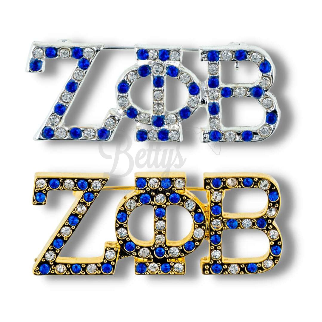 Zeta Phi Beta ΖΦΒ Blue & White Sorority Rhinestone Pin-Betty's Promos Plus Greek Paraphernalia