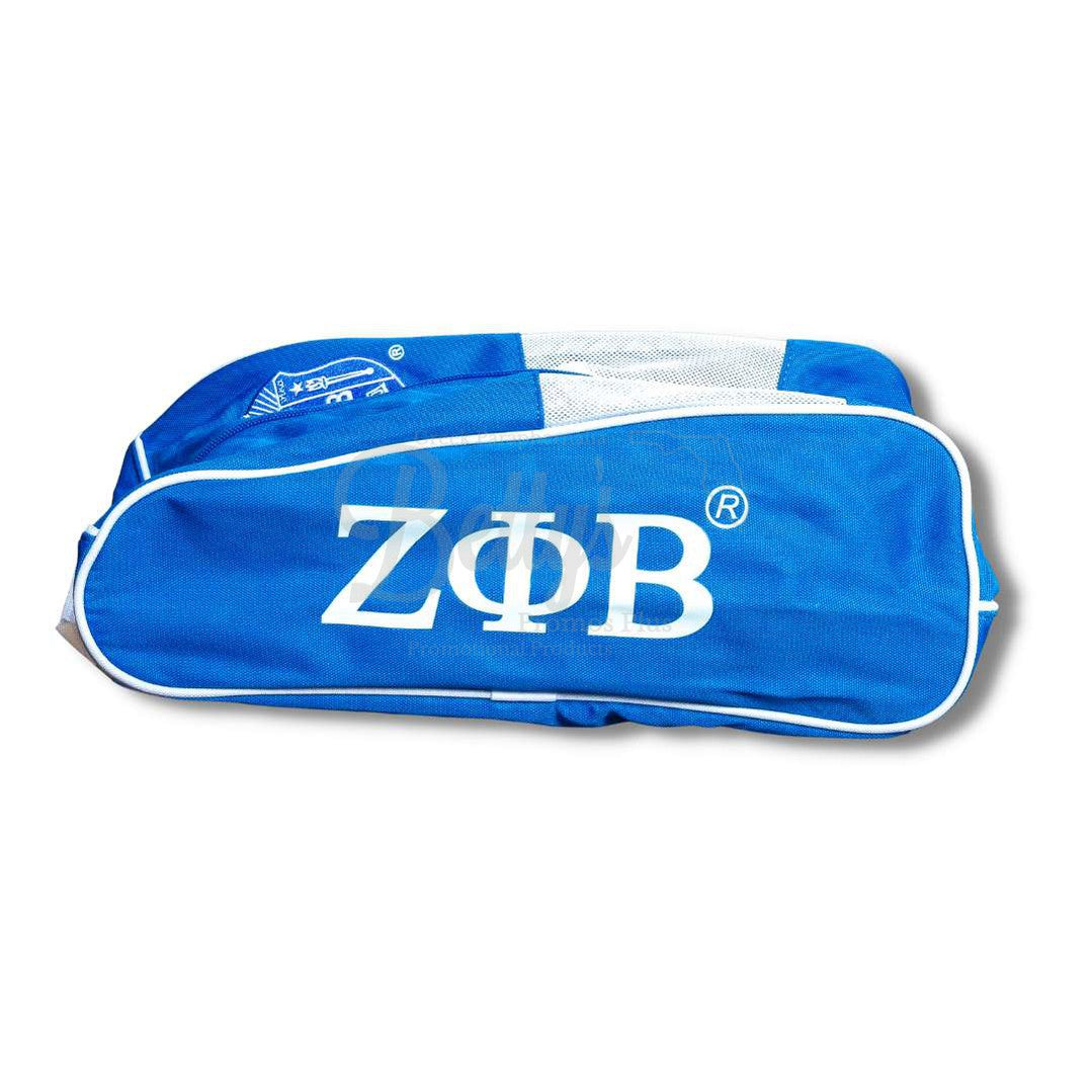Zeta Phi Beta ΖΦΒ Canvas Shoe Bag with Zippered MeshBlue-Betty's Promos Plus Greek Paraphernalia
