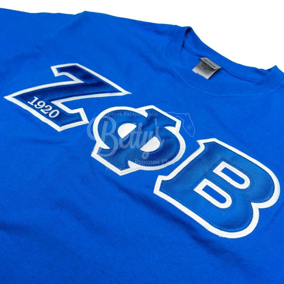 Zeta Phi Beta ΖΦΒ Double Stitched Appliqué Embroidered Greek Letter Line T-Shirt-Betty's Promos Plus Greek Paraphernalia