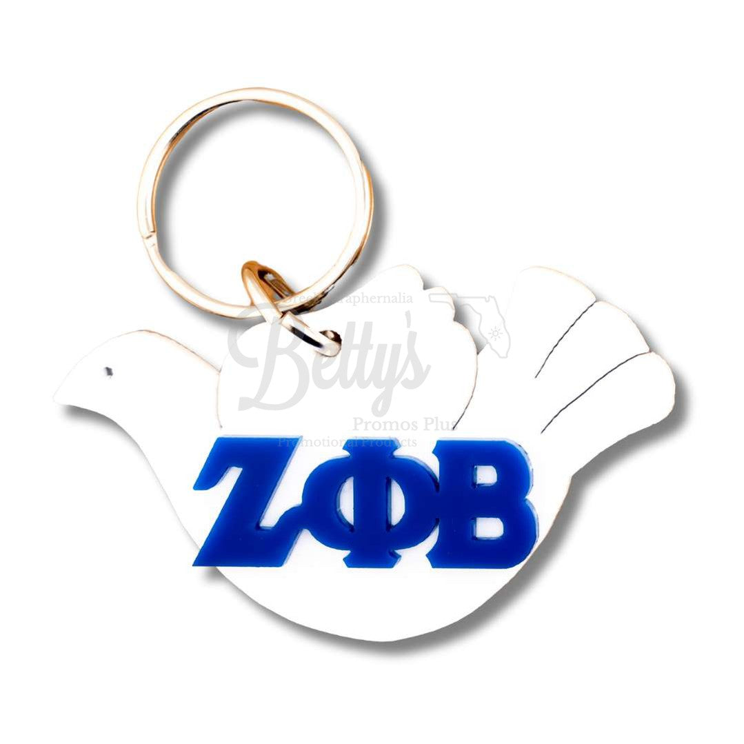 Zeta Phi Beta ΖΦΒ Dove Acrylic KeychainBlue-Betty's Promos Plus Greek Paraphernalia