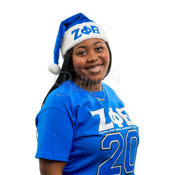 Zeta Phi Beta ΖΦΒ Embroidered Greek Letters Deluxe Santa Hat-Betty's Promos Plus Greek Paraphernalia