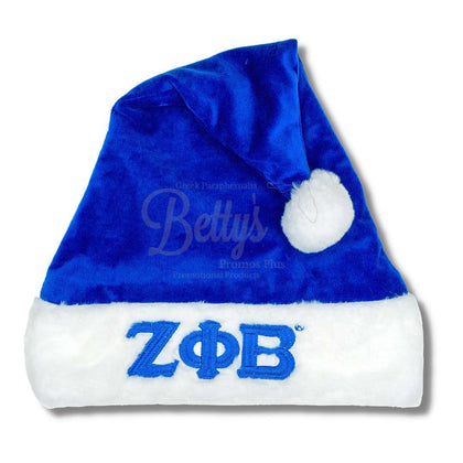 Zeta Phi Beta ΖΦΒ Embroidered Greek Letters Deluxe Santa HatBlue-Standard - 25"-Betty's Promos Plus Greek Paraphernalia