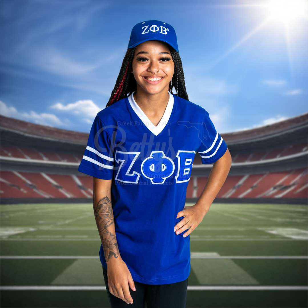 Zeta Phi Beta ΖΦΒ Embroidered Shield Baseball CapBlue-Betty's Promos Plus Greek Paraphernalia