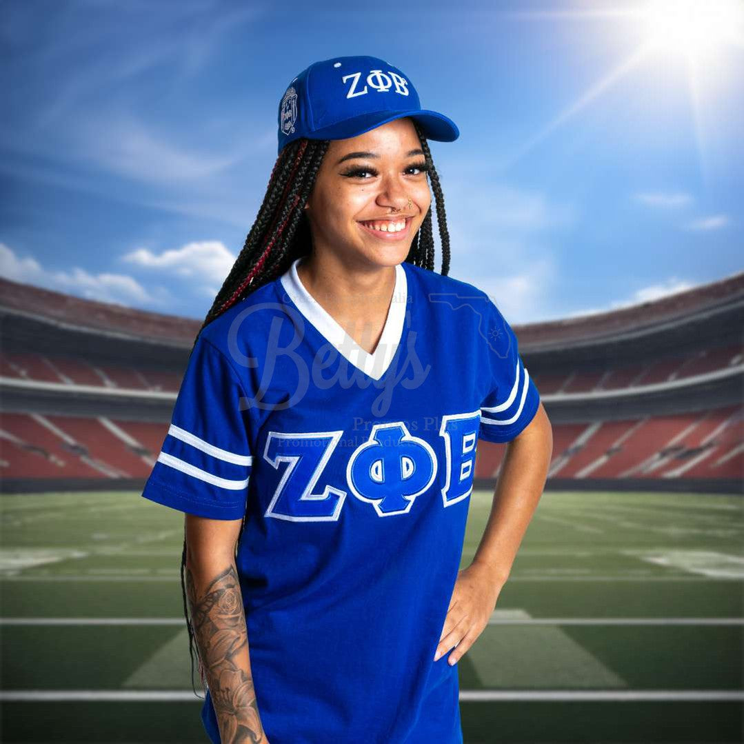 Zeta Phi Beta ΖΦΒ Embroidered Shield Baseball CapBlue-Betty's Promos Plus Greek Paraphernalia