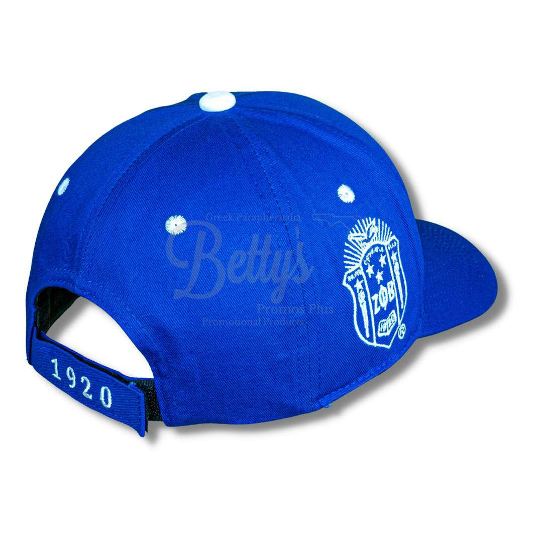 Zeta Phi Beta ΖΦΒ Embroidered Shield Baseball CapBlue-Betty's Promos Plus Greek Paraphernalia