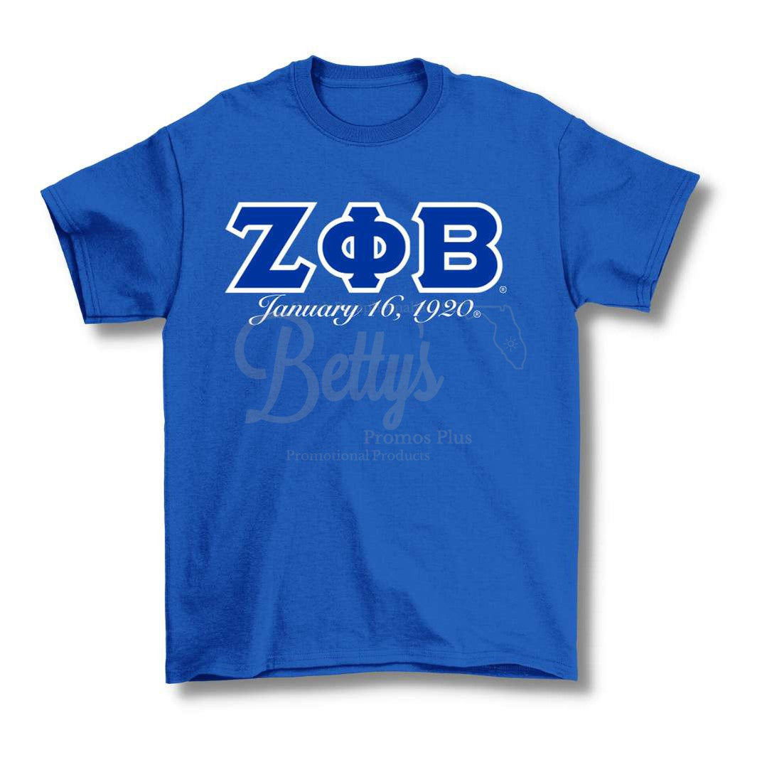 Zeta Phi Beta ΖΦΒ Founding Date Screen Printed T-ShirtBlue-Small-Betty's Promos Plus Greek Paraphernalia