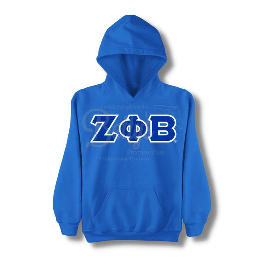 Zeta Phi Beta ΖΦΒ Greek Letter Double-Stitched Embroidered HoodieBlue-Small-Betty's Promos Plus Greek Paraphernalia