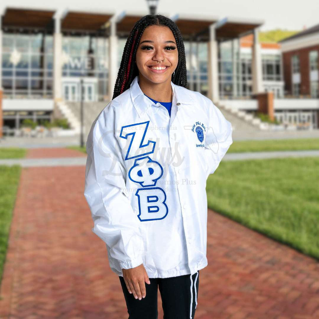 Zeta Phi Beta ΖΦΒ Greek Letter Double-Stitched Embroidered Windbreaker Greek Line Jacket-Betty's Promos Plus Greek Paraphernalia