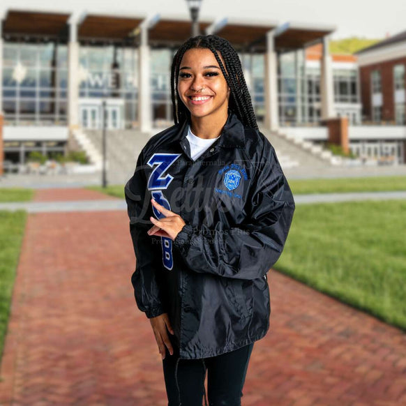 Zeta Phi Beta ΖΦΒ Greek Letter Double-Stitched Embroidered Windbreaker Greek Line Jacket-Betty's Promos Plus Greek Paraphernalia