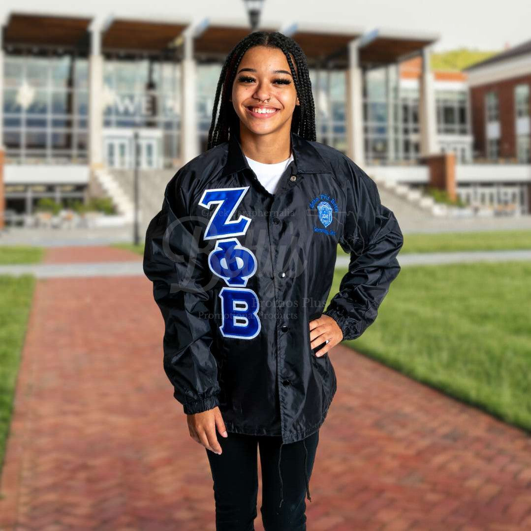 Zeta Phi Beta ΖΦΒ Greek Letter Double-Stitched Embroidered Windbreaker Greek Line Jacket-Betty's Promos Plus Greek Paraphernalia