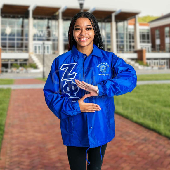 Zeta Phi Beta ΖΦΒ Greek Letter Double-Stitched Embroidered Windbreaker Greek Line Jacket-Betty's Promos Plus Greek Paraphernalia