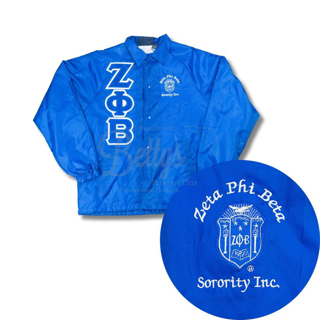 Zeta Phi Beta ΖΦΒ Greek Letter Double-Stitched Embroidered Windbreaker Greek Line JacketBlue-Small-Betty's Promos Plus Greek Paraphernalia